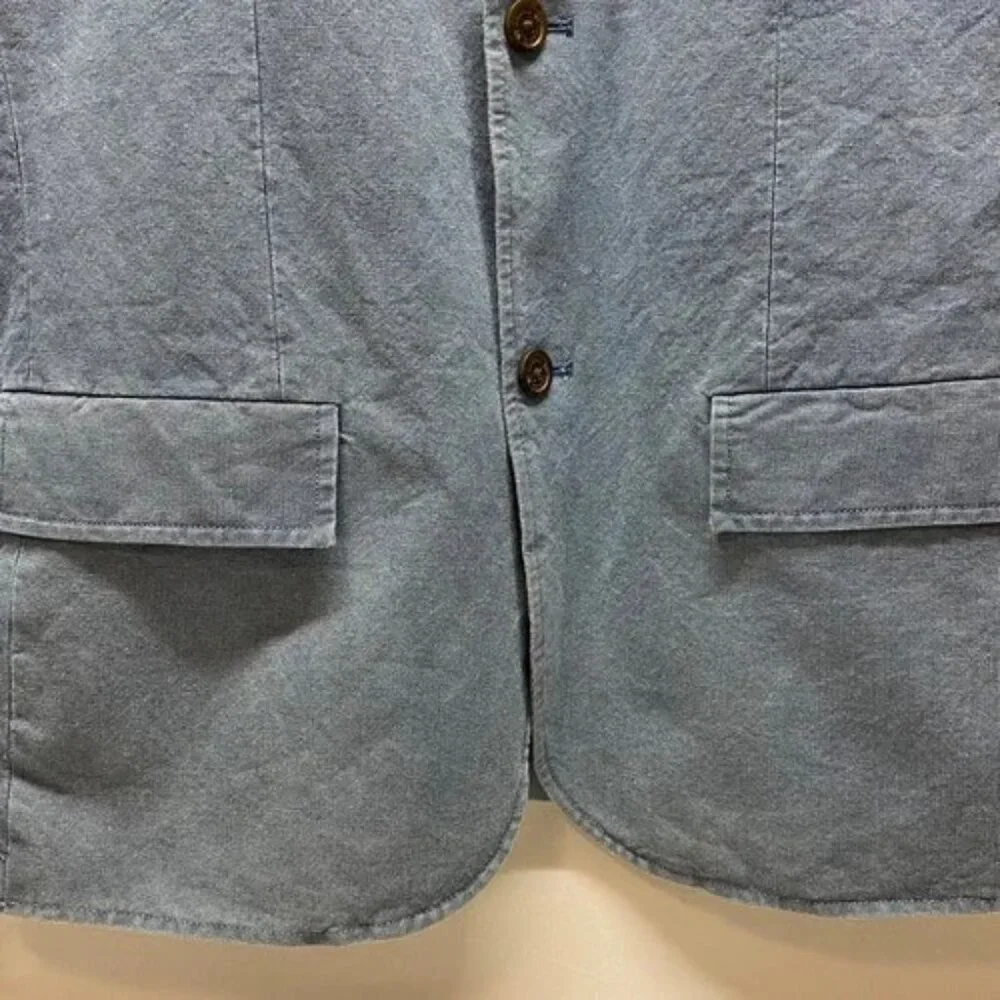 Jach's NY Sport Coat Men's Med Blue Denim 2 Button Faux Pockets Blazer MSRP $295